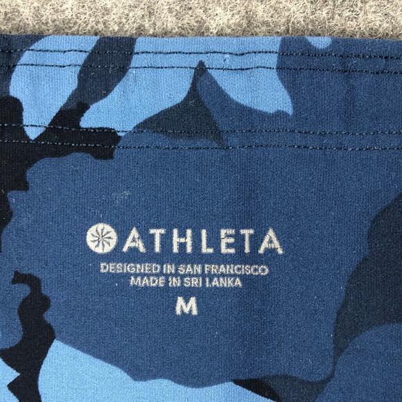 Athleta Leggings Womens Medium Blue Camo Mid Rise Side Pockets Mesh Panels Nylon - Picture 3 of 14